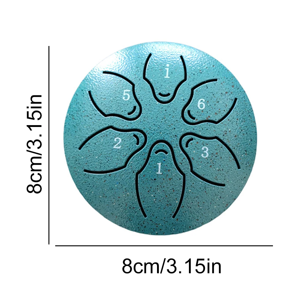 3 Inches 6 Notes Steel Tongue Drum Outdoor Rain Drum Instrument Mini Hand Drum Ethereal Drum Sticks Musical Percussion Drum