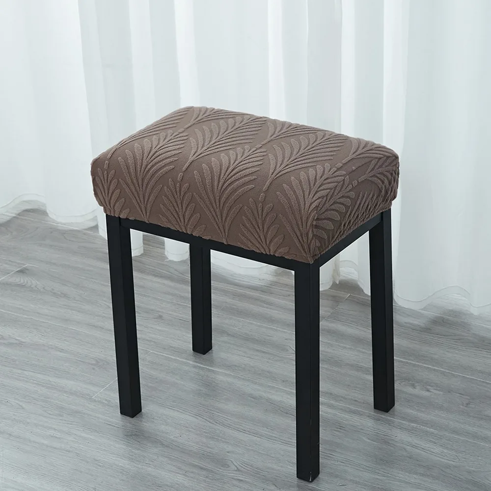 Jacquard Velvet Vanity Stool Cover Stretchy Fabric Washable Design Saddle Stool Slipcover Rectangular Shape Dust Proof