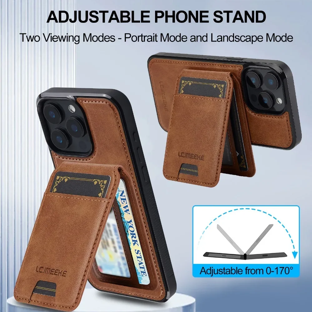 Detachable For Magsafe Magnetic Card Holder Wallet Case for iPhone 16 Pro Max 15 14 Plus 13 12 11 XS XR X 7 8 SE 2022 2020 2024