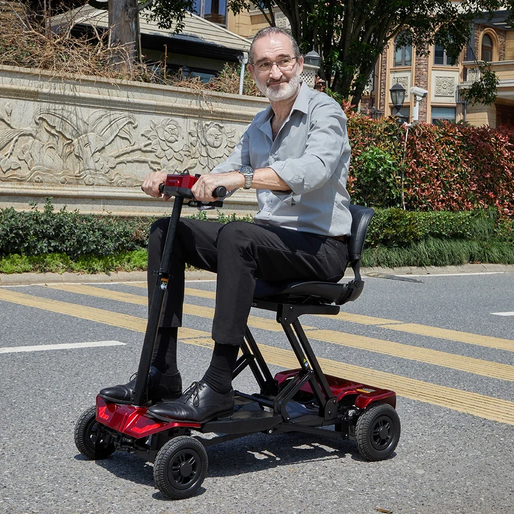 Automatic Folding Portable 4 Wheels Electric Scooter Aircraft Approval Lightweight Mobility Scooter For Elderly