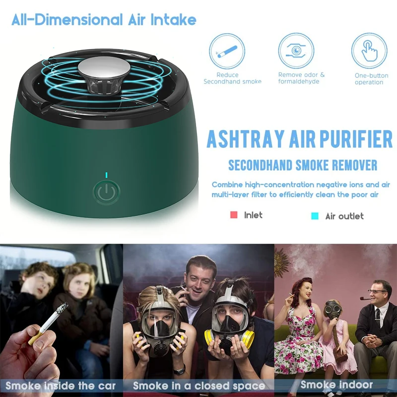 Ashtray with Air Purifier Function Multipurpose for Filtering Second-Hand Smoke From Cigarettes Remove Odor Smoking Accessories