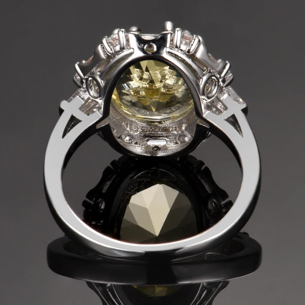 Nasiya Citrine Gemstone Rings For Women Jewelry Ring Wedding Anniversary Paty Gift Wholesale