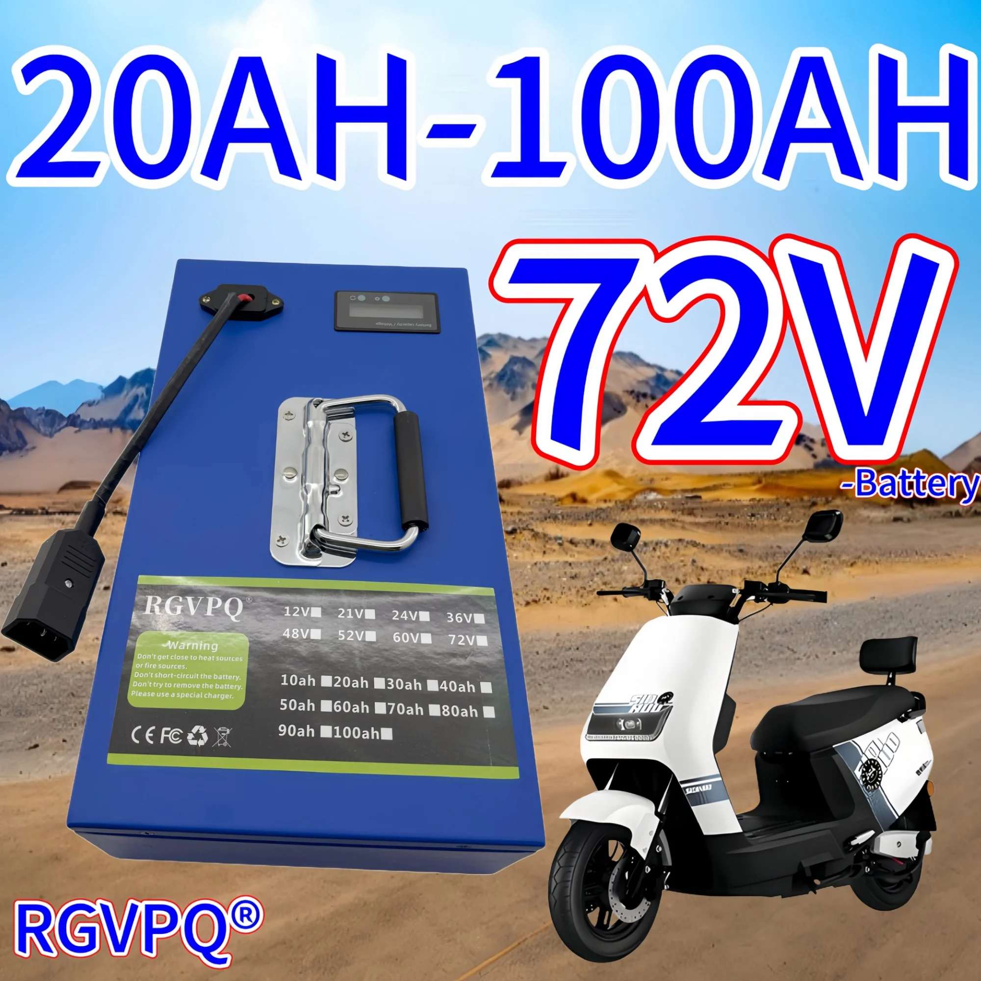 

Air transportation, RGVPQ,new 72V100AH, rechargeable lithium battery, application 2000W high-power electric motorcycle40AHBMS