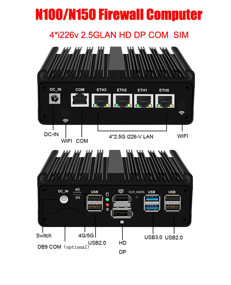 Newest Intel N150 N100 Firewall Soft Router N6000 J6412 Mini Pokect Computer 4x2.5G i226 LAN Fanless Mini PC pfSense PVE ESXi