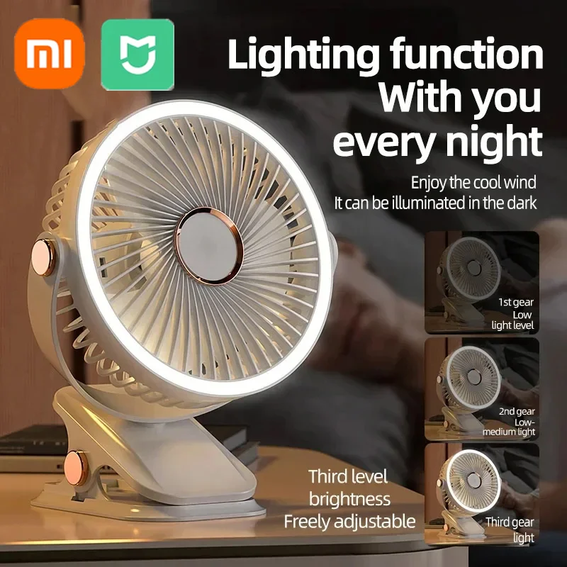 Xiaomi-ventilador de Camping recargable, circulador de aire portátil de escritorio, inalámbrico, de techo, eléctrico, con luz LED, para el hogar,