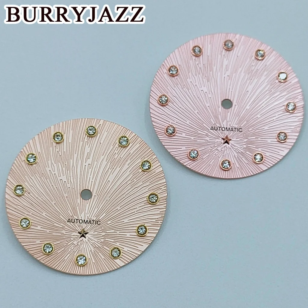 BURRYJAZZ 24.5mm Dial Deville Watch Dial With Diamond Index Star Decoration Fit For NH05 NH06 Lady's Watch Modified Accessories