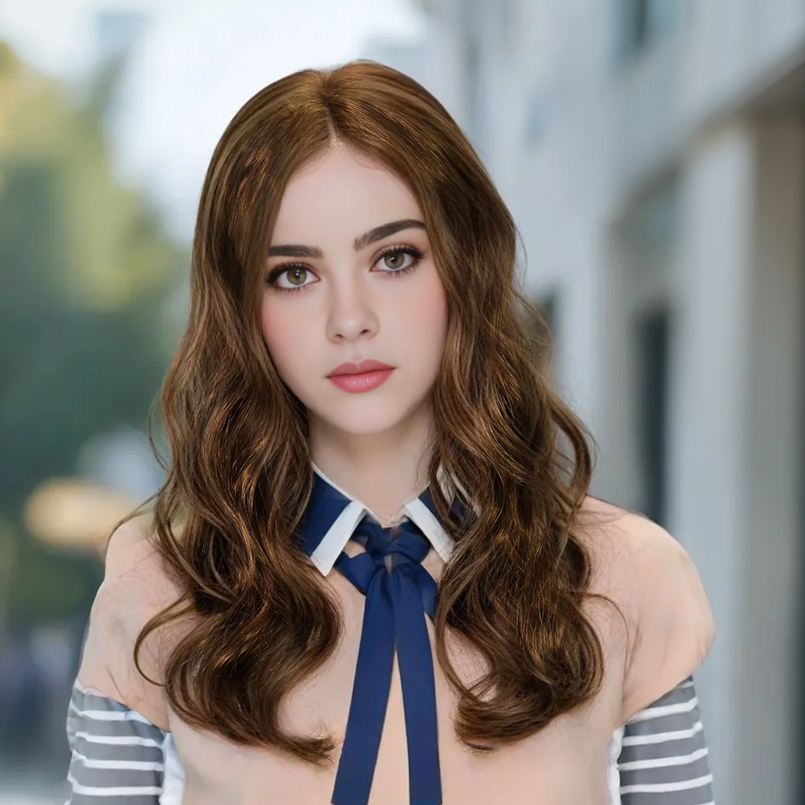 

Brown Wig for Girls Long Wavy Curly Middle Part Costume Wig Princess Halloween Party Hair