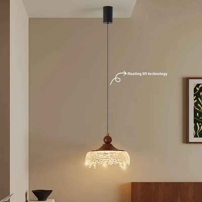 โคมไฟระย้าแบบฝรั่งเศสโบราณ 3 หัว, โคมไฟระย้าทรงหยดน้ำไม้วอลนัท, โคมไฟวินเทจสำหรับร้านอาหาร, หัวเตียงห้องนอน, ทางเดิน