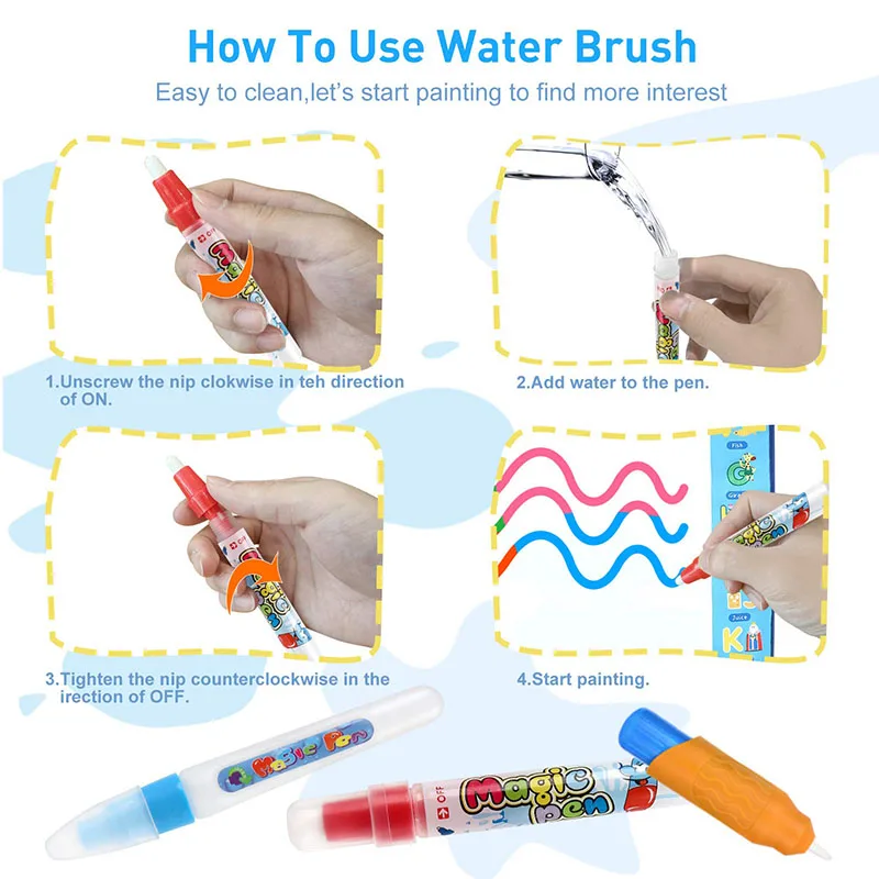 Toile d'eau magique pour enfants, planche de Graffiti, mains Non sales, tapis de peinture à l'eau coloré réutilisable, jouet Puzzle pour bébé