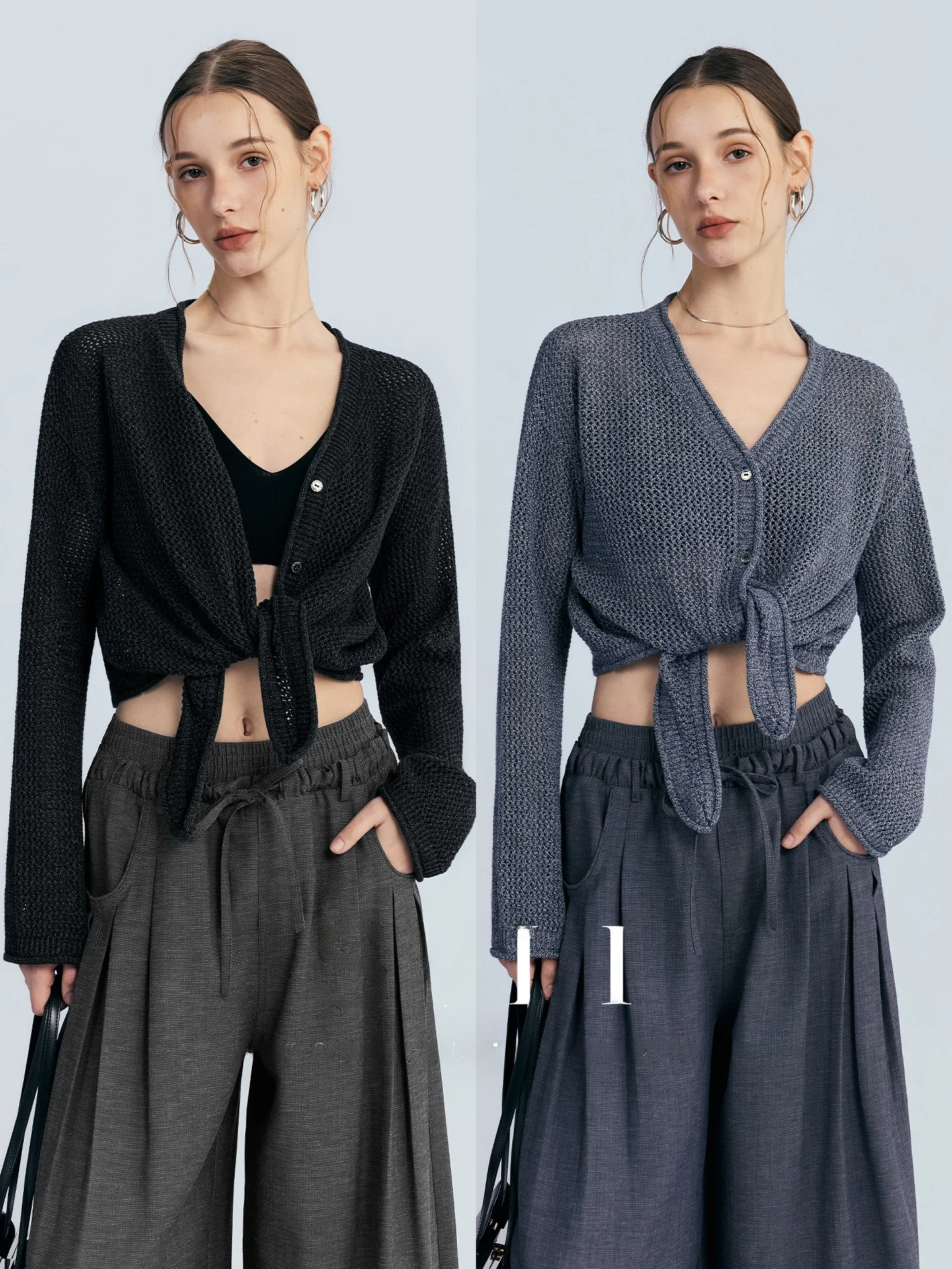 

Модный вязаный кардиган с ажурным узором, приталенный, с сетчатыми вставками, длинными рукавами, укороченный, женский, весенняя мода