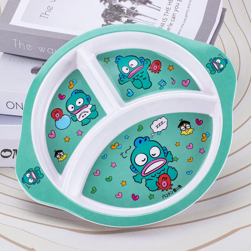 Sanrio Hello Kitty Dinner Plate Compartment Kuromi Children's Tableware Cartoon Breakfast Plate Creative Orbicular Food Plate