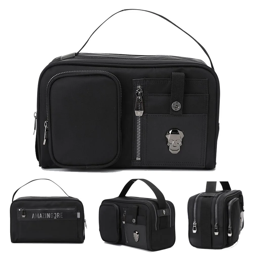 A-Force Brick New High Quality Golf Organizer High-end Magnetic Switch Metal Skull Clutch Bag. Crossbody Bag. Unisex Casual Bag