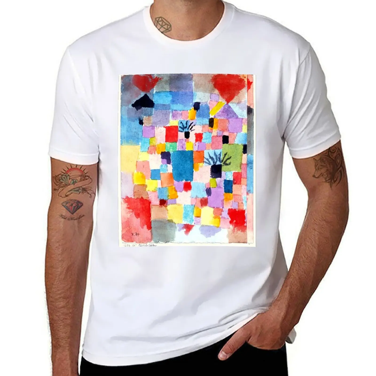 Paul Klee Southern Gardens Klee inspired Fine Art w/Signature T-Shirt kawaii clothes tees plus size men clothing