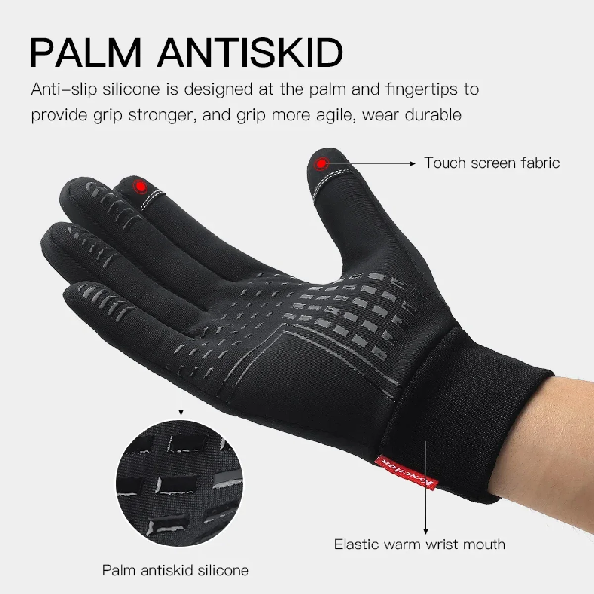 Windproof and Waterproof Outdoor Gloves Touch Screen Thumb and Index Finger Fingertips Warm Gloves for Running Cycling view 4