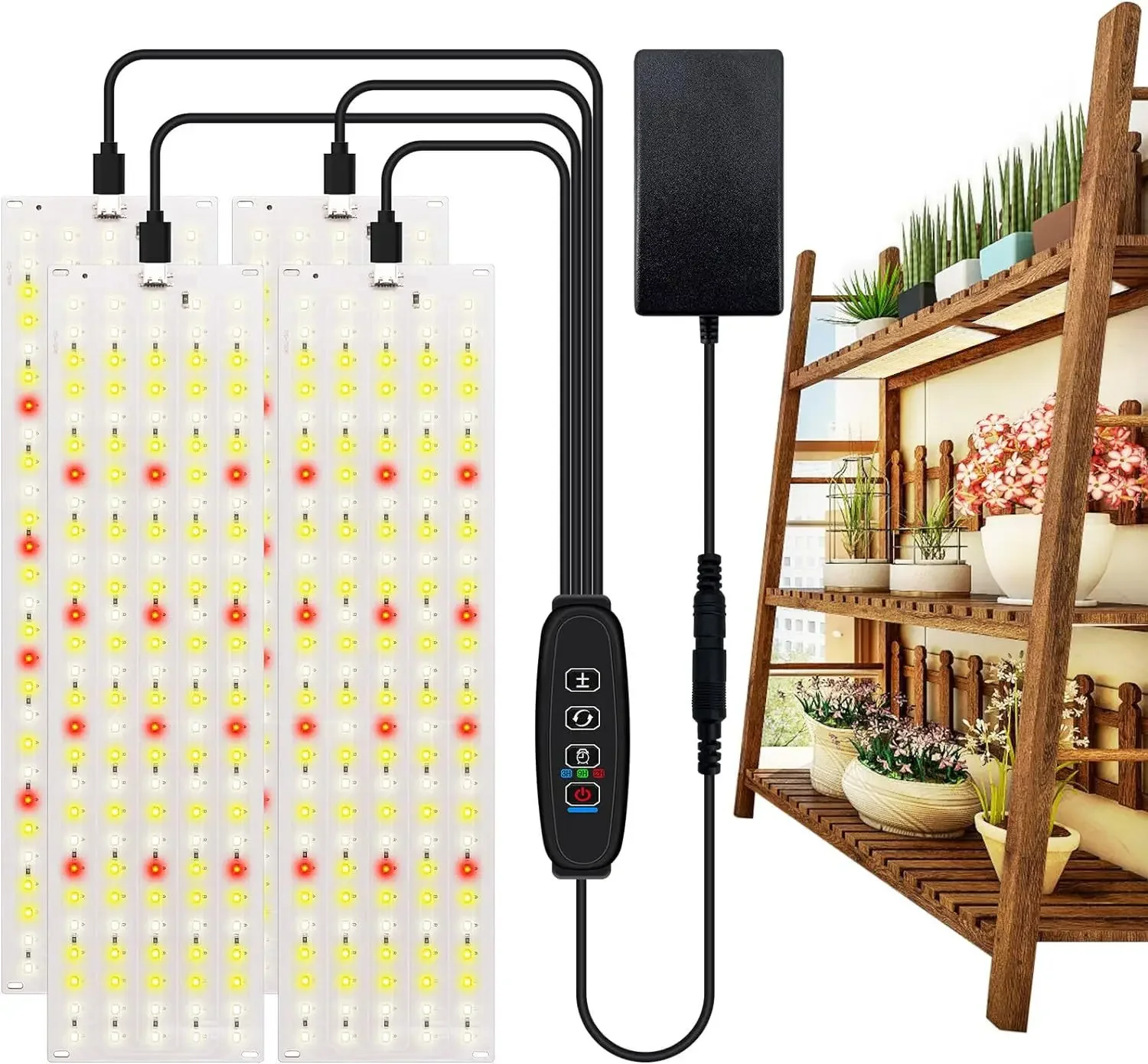 LED Grow Light Panel 135-570 Beads Led 20W Full Spectrum Ultra-thin Board Dimmable Timer Cabinet Growing Lamp for Indoor Plants