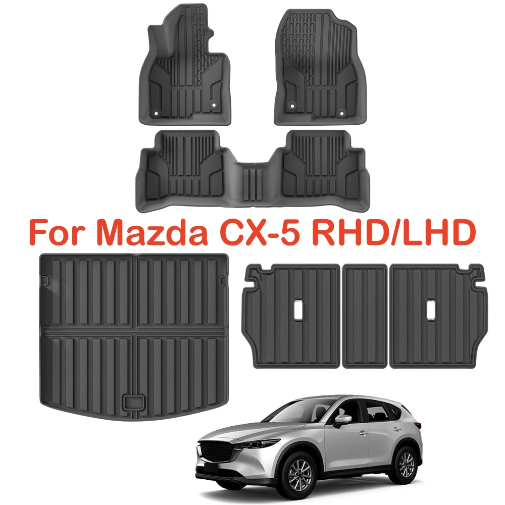 Für Mazda CX-5 2017-2025 TPE LHD RHD Fußmatten & Kofferraumauskleidungen, Allwetterschutz Rutschfeste Kofferraummatten, Rückenlehnenauskleidungen – Detail 1