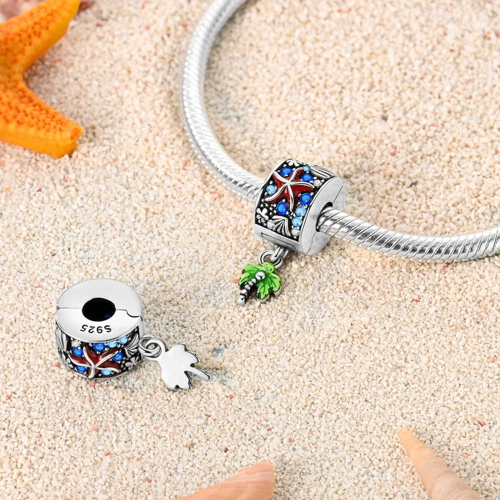 

Charms Plata 925 Originales Coconut Tree Clip Beads for Charms 925 Sterling Silver Bracelet Jewellery Making Women's Gift