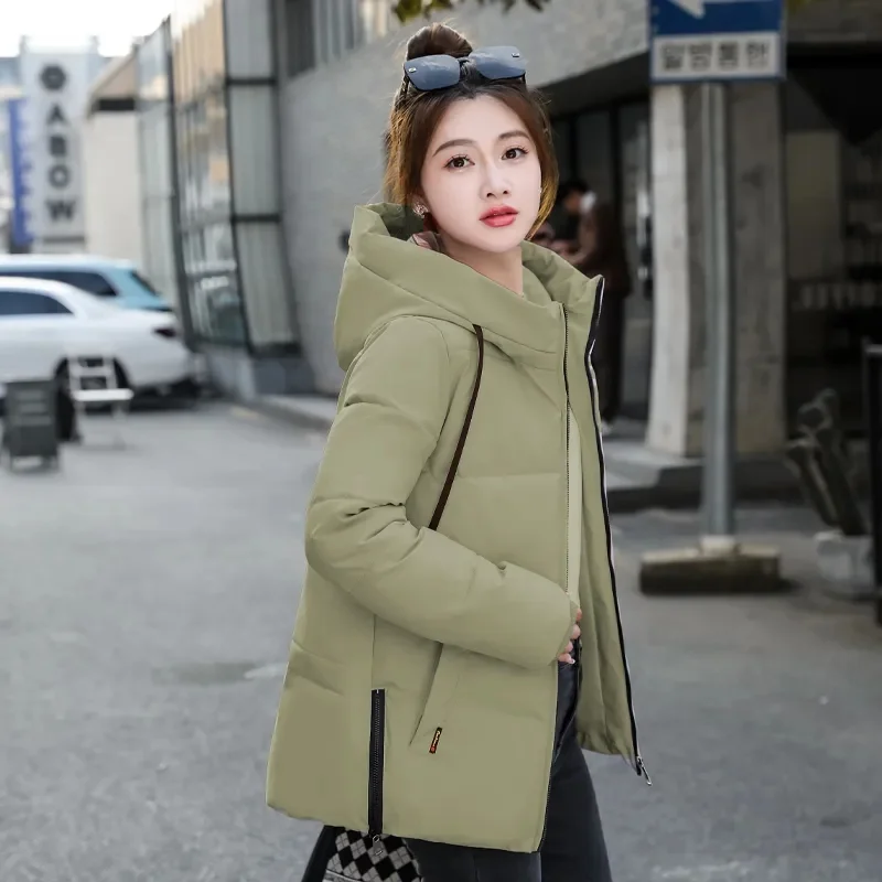 Down Cotton-Padded Women's New Hooded Winter Short Jacket Women's Loose Fashion Joker Student Warm Cotton-Padded Coat 2023