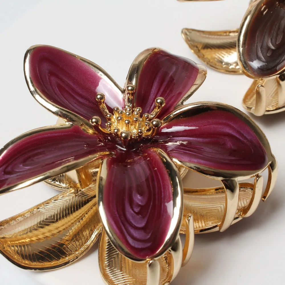 Blumen-Haarspangen für Frauen Plumeria Metall-Haarklammern Mittelgroße Haarklammern für Dickes und Dünnes Haar Tropische Strand-Haaraccessoires – Detail 3
