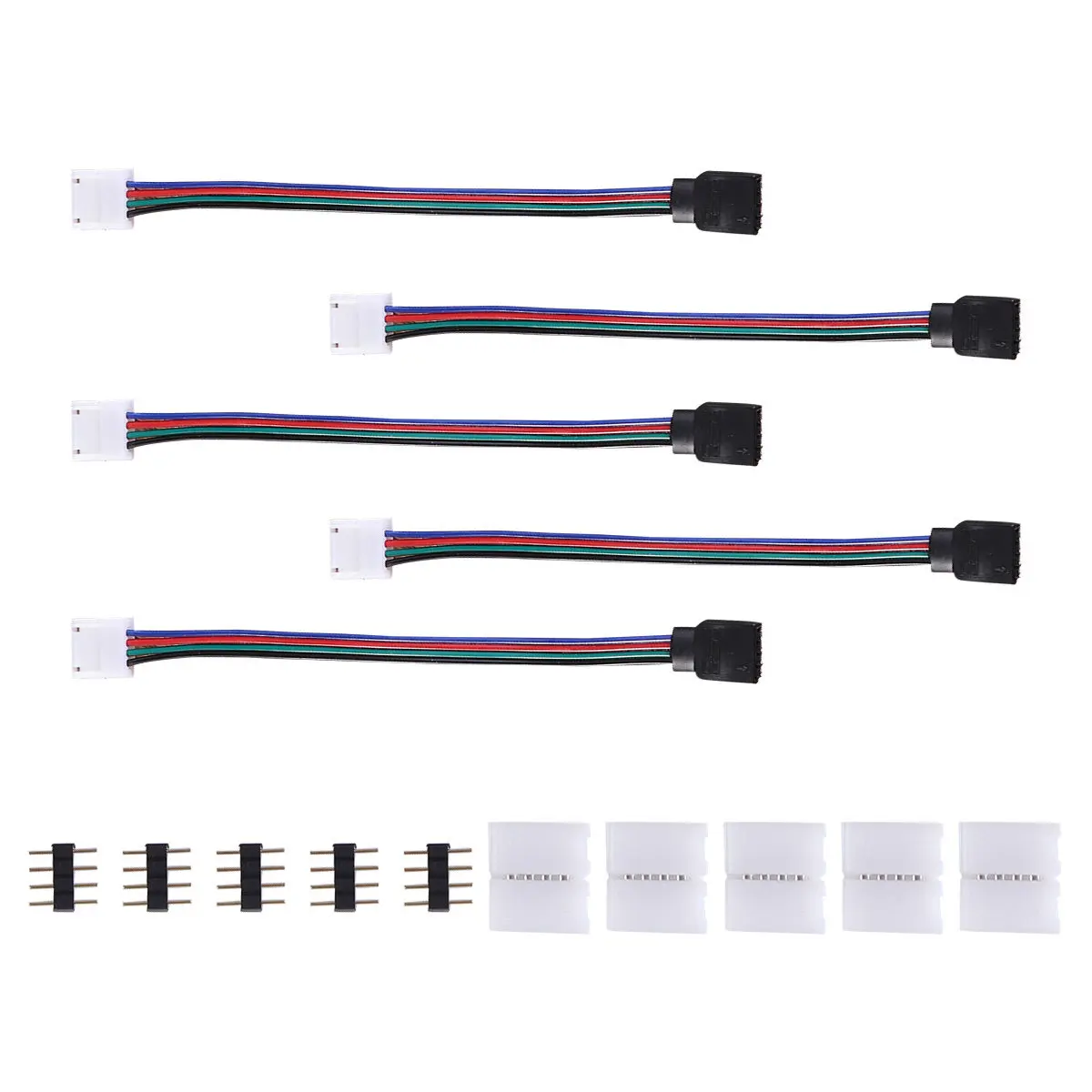 1Set LED Strip Connector 4 Pin Rgb Solderless Jumper Compatible with 5050 3528 5630 10Mm Wide Flexible LED Light Strip Extend