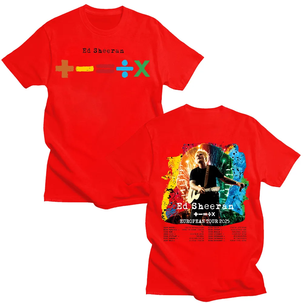 Ed Sheeran European Tour 2025 T-shirts Men's and Women's Cotton Clothing O Collar Short Sleeve Loose Fashion Tshirt Fan Gif Tees image 2