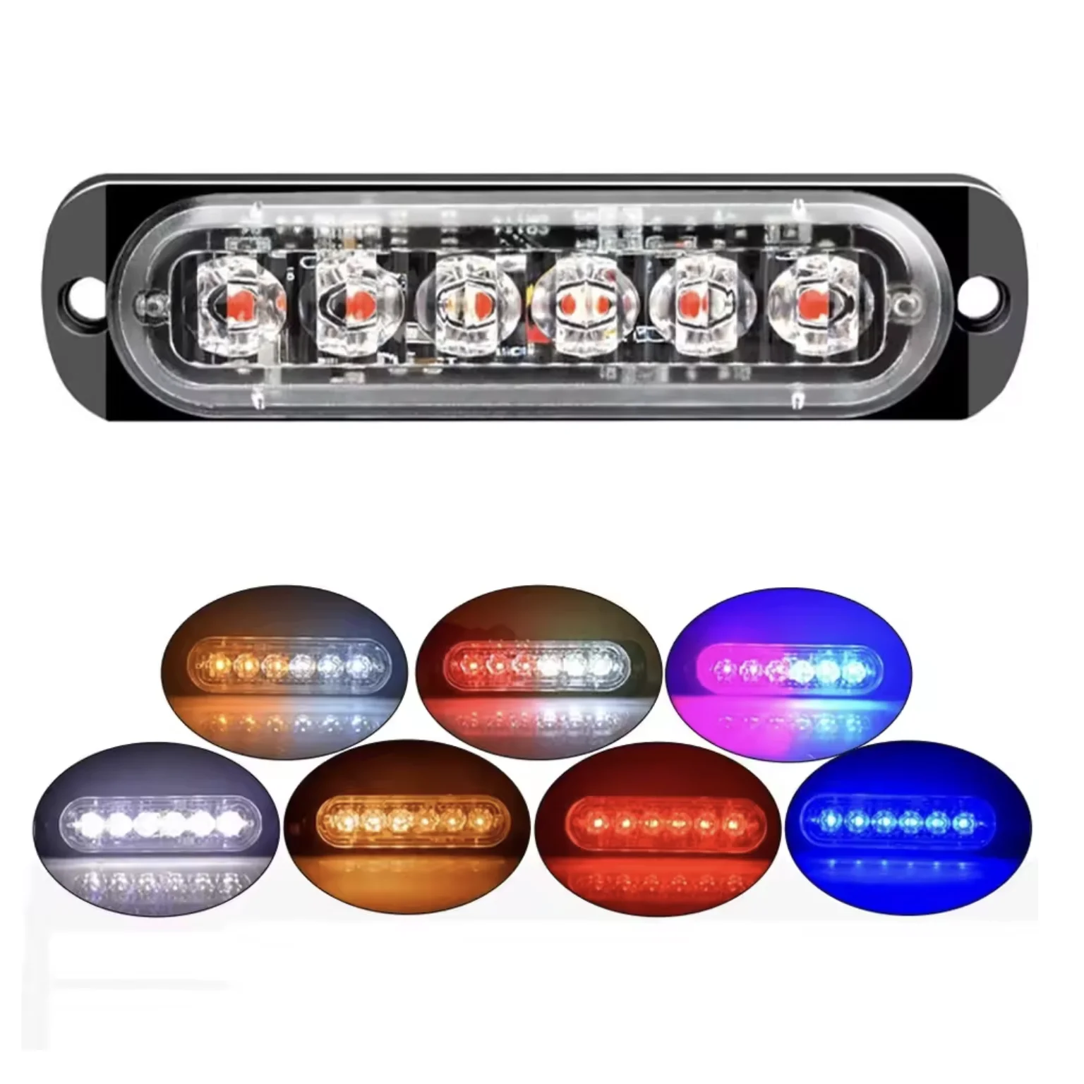 12V/24V 6-SMD LED Strobe Warning Light, Fixed Lamp Flashing Lightbar for Truck Car Beacon Traffic Signal
