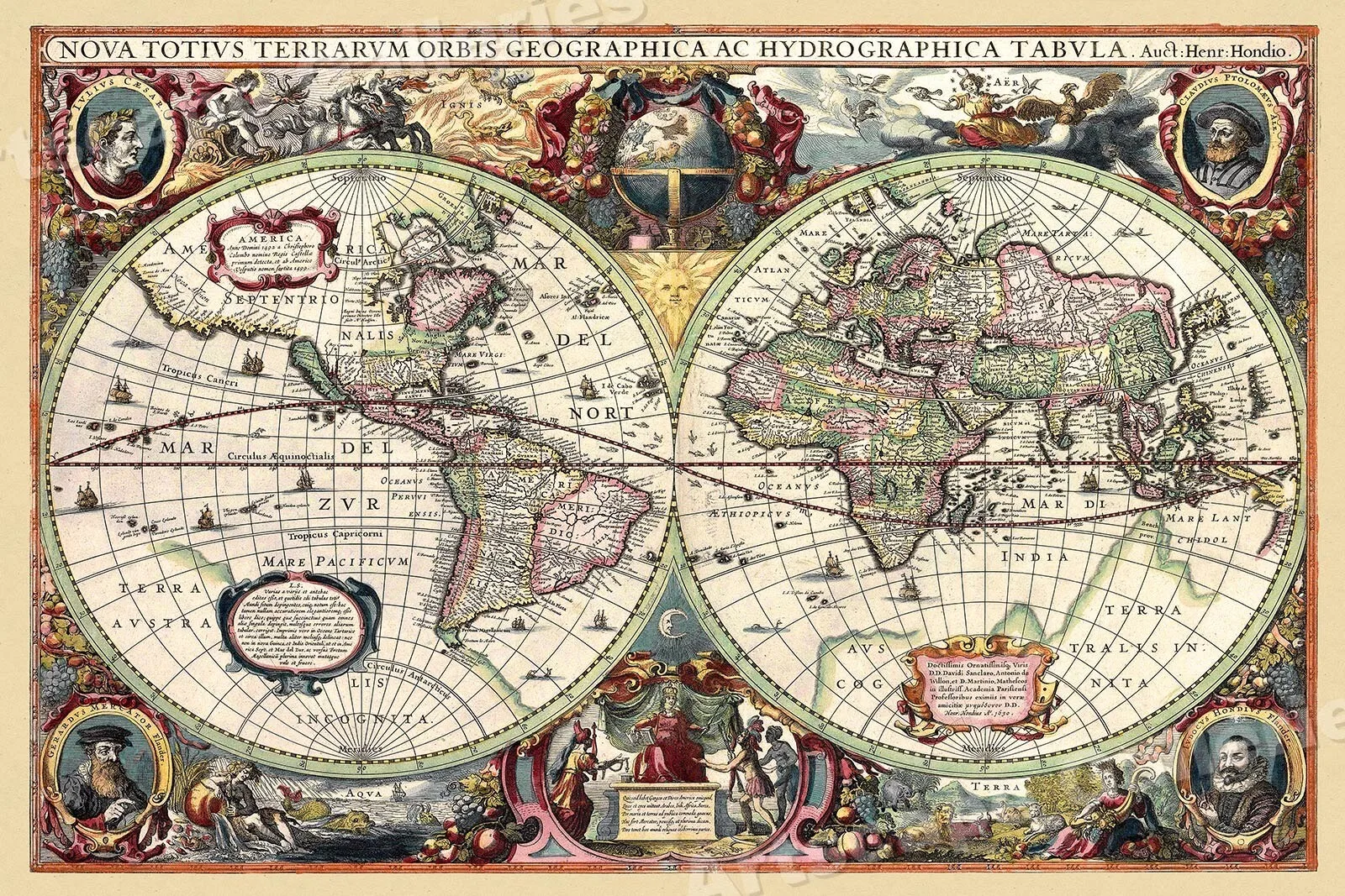 1630 Historische Oude Wereld Geïllustreerde Vintage Kaart Wanddecoratie Kunstprint Poster Wand schilderij