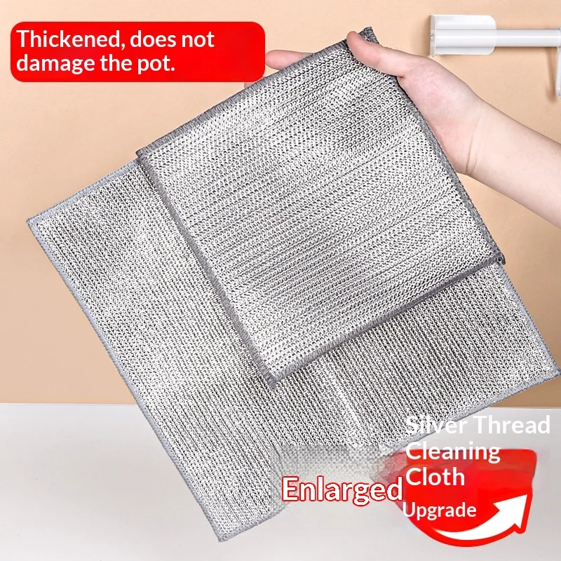 10 Pack of Steel Wire Dishcloths for Kitchen Stoves, Silver Wire Dishwashing Cloths, Non-Greasy, Stain-Removing, and Cleaning Cl