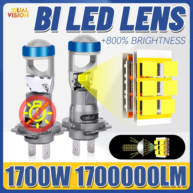 

Bi LED H7 Canbus 1700W 1700000LM High Power 7035 CSP Chips 1:1 Car Headlight Bulb Mini HD Lens Motorcycle Lamp Plug&Play 12V 24V