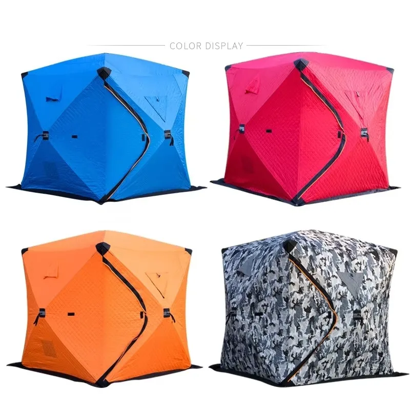 Portable Hub-Style Ice Fishing Shelter Pop-Up Winter Fishing Tent 200x200x210cm for Ice Fishing