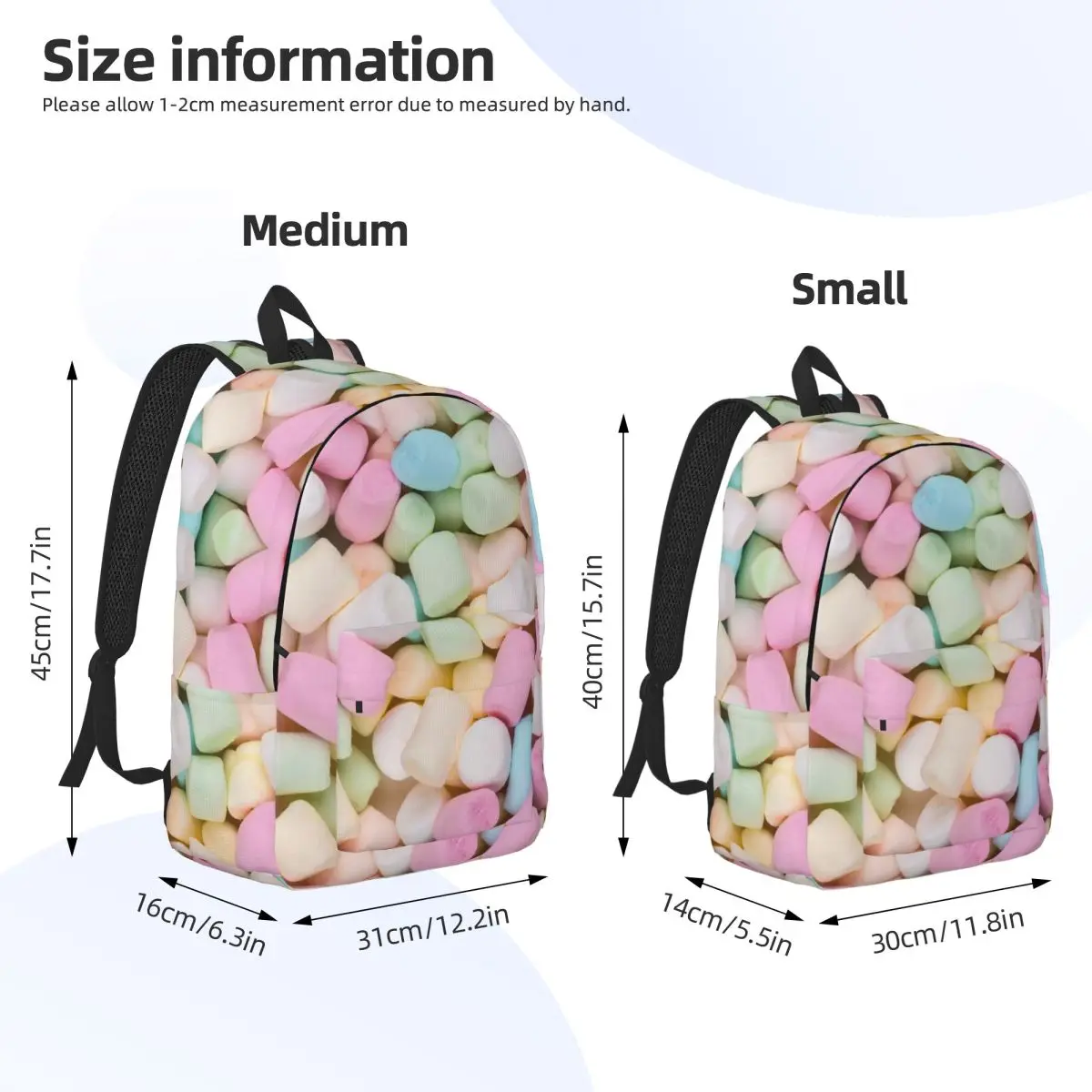 Marshmallow Pattern  Backpack Daypack Large Capacity Children BookBag School Bag Shoulder Bags for Men Women