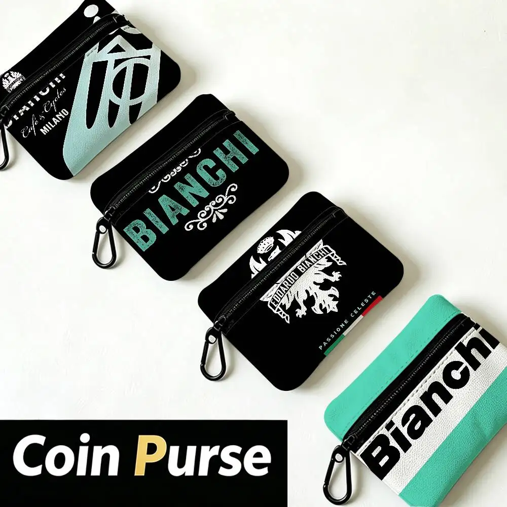 B-Bianchi logo Wear-resistant Oxford Cloth Coin Purse Portable Backpack Hanging Card Storage Bag