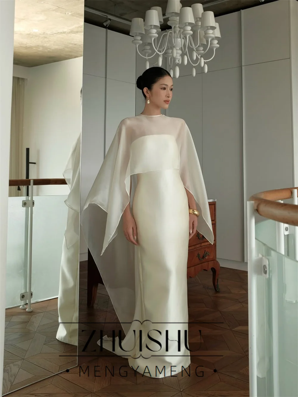 New Elegant Mermaid Wedding Dresses Cap Long Sleeves Photo Shoot Floor Length Robe De Mariée Bridal Gowns Customized 2026