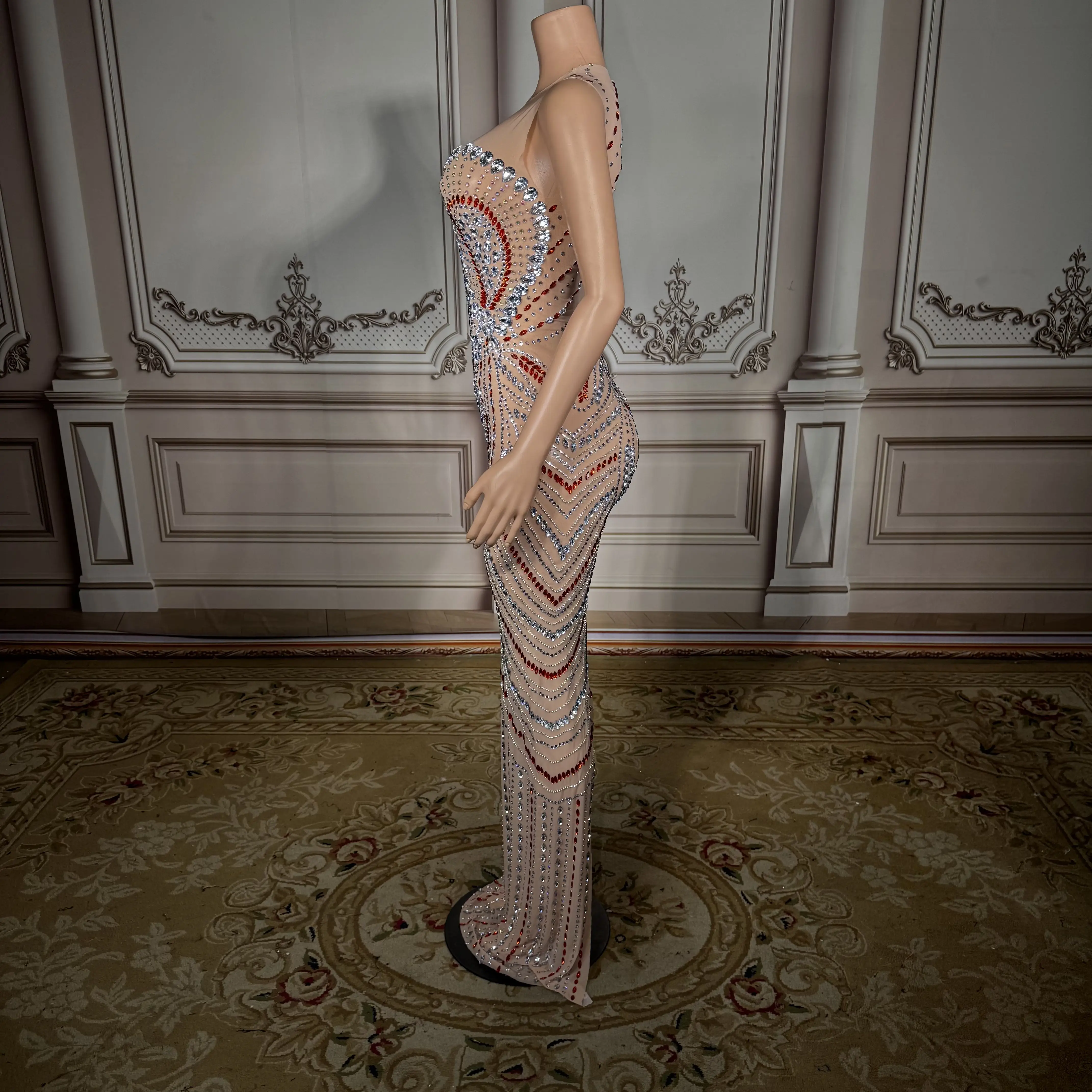 ZD Abito da sera elegante sexy con strass Abito da festa di lusso da donna Abito da ballo scintillante Abito lungo formale 2025 Moda all'ingrosso