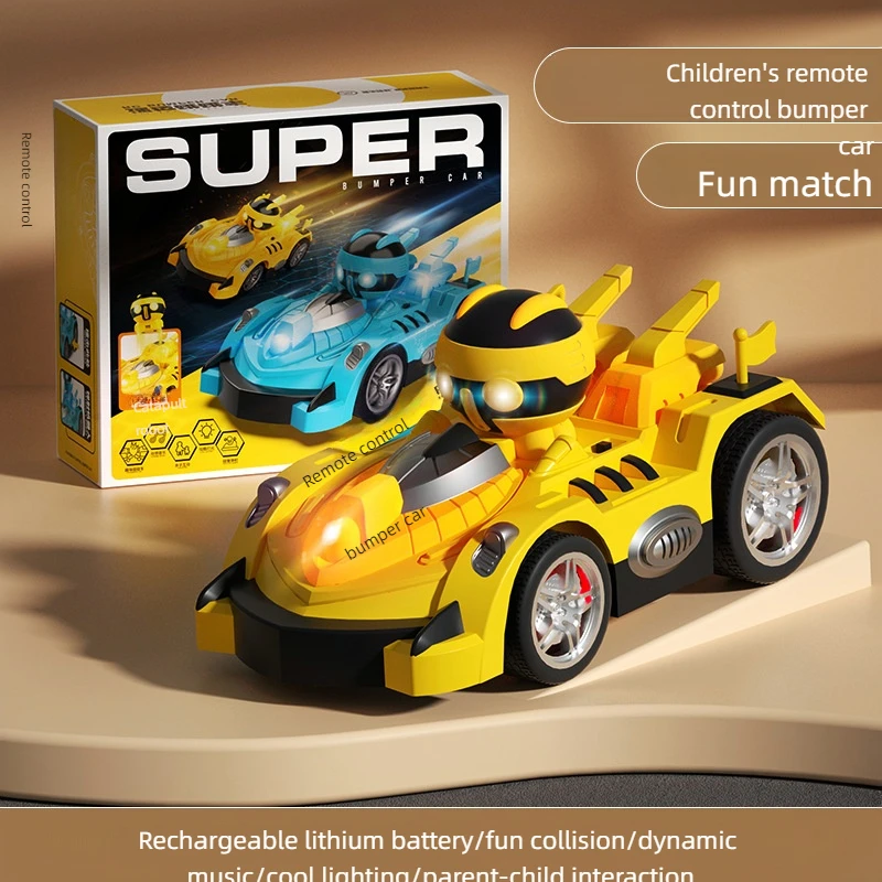 2.4G Remote Control Karting Car Toys Two-Player Battles RC Bumper Music Light Sensory Toy Crash Ejection Robot for Kids Children