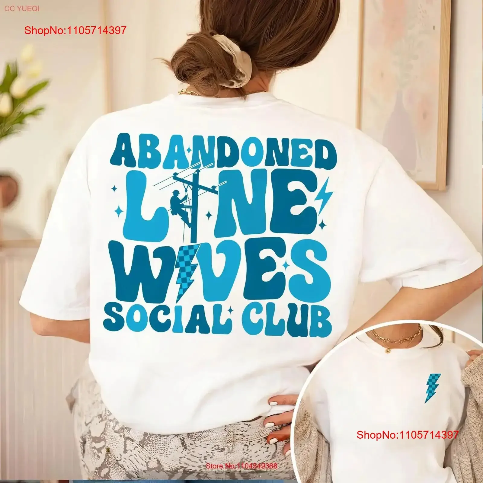 Funny Line Wife T Shirt Abandoned Lineman Blue Colar Life Of vintage Washed graphic Top For Everyday Wear Comfortable homme