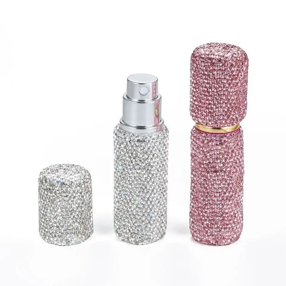 Sample Vial 10ml Diamond-encrusted Perfume Bottle Luxury Press Pump Refillable Spray Bottle Shiny Empty Travel Sub-bottling