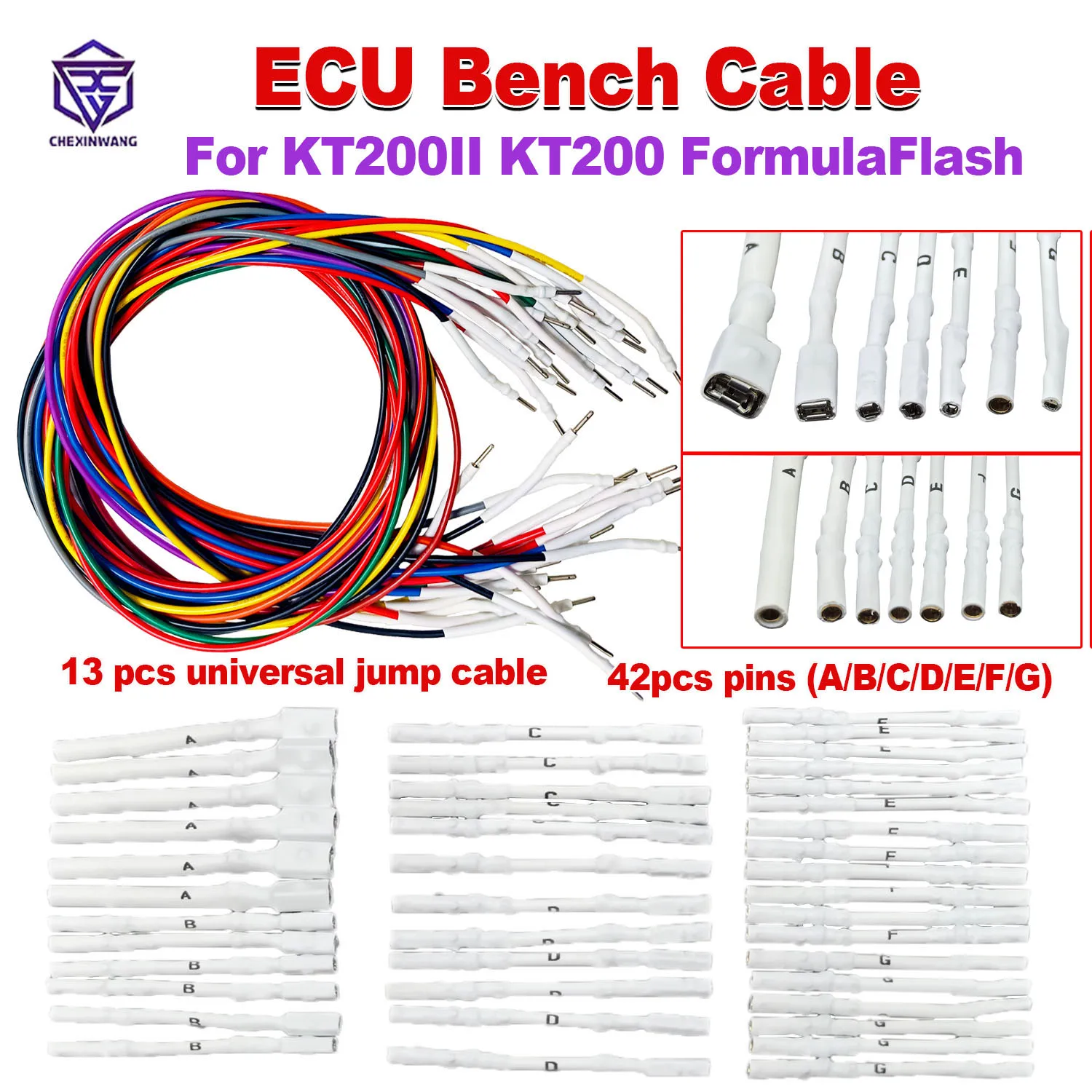 

Кабель для программатора ЭБУ FormulaFlash Flex, комплект кабелей для подключения ЭБУ, коннектор ЭБУ KT200II, адаптер для пин-разъемов ЭБУ KT200, коннектор для программатора ЭБУ