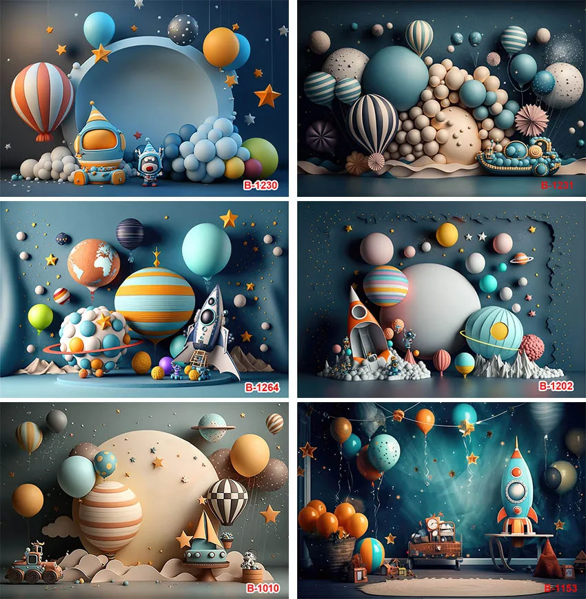 

Photography Background Outer Space Universe Astronaut Galaxy Planet Star Boy Birthday Party Decor Backdrop Photo Studio