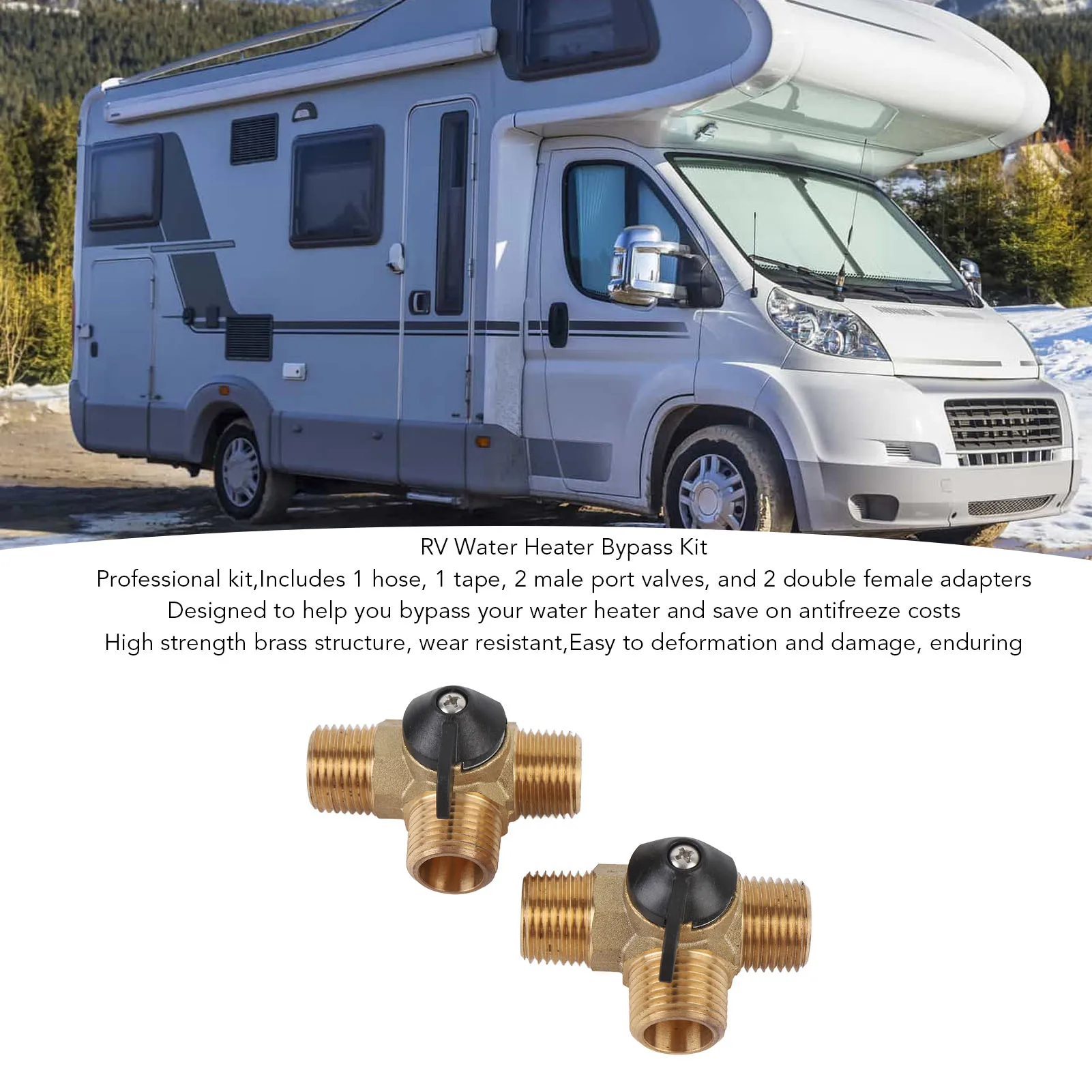 RV 12 بوصة طقم خرطوم معزز RV سخان المياه تجاوز عدة هيكل قوي النحاس 12 بوصة خرطوم معزز وتركيبات لليخوت