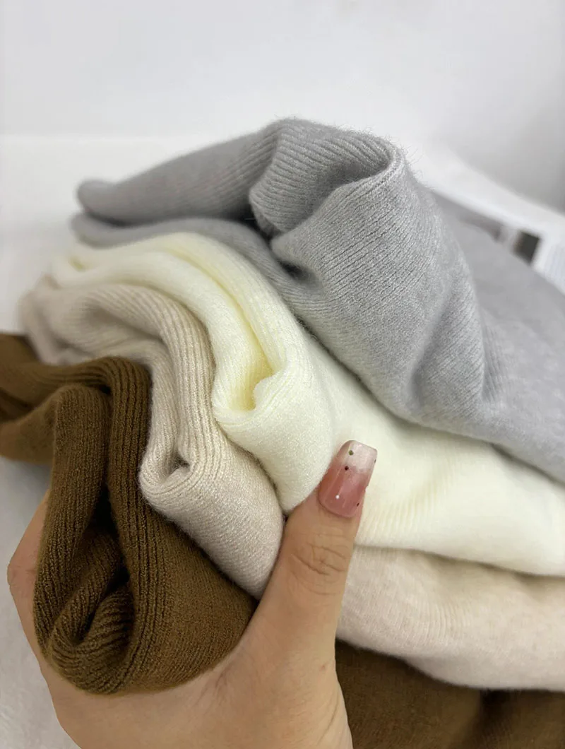 Damen Halbrollkragen-Strickpullover Weicher Slim-Fit Langarm-Unterziehpullover Einfarbig Lässiger Herbst-Winter Basis-Pullover – Detail 11