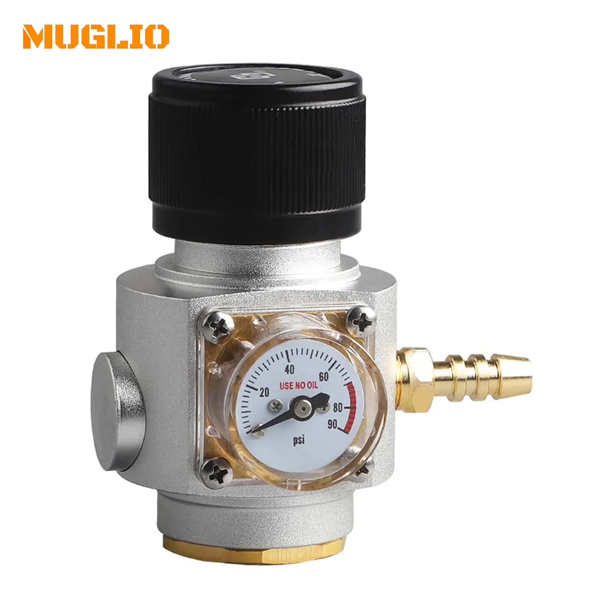 MUGLIO Soda Water Co2 Charger kit,Mini Regulator with Barbed Fitting,European Standard T21*4 Paint Ball Adaptor 0-90psi