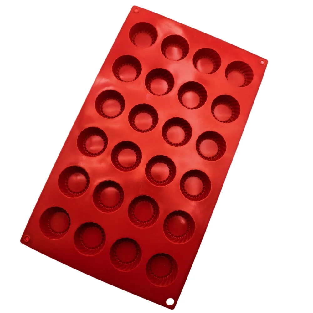 24 Hole Circle Rope Edge Fluted Silicone Mold Mini Cheesecake Tartlet Mold  For Chocolate Pudding Mooncake Filling Handmade Soap