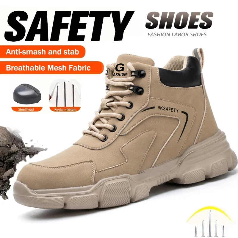 

Рабочие ботинки для мужчин, защитные ботинки со стальным носком, противоударные, антипрокольные, функциональные, неразрушимые, для строительства и горнодобывающей промышленности