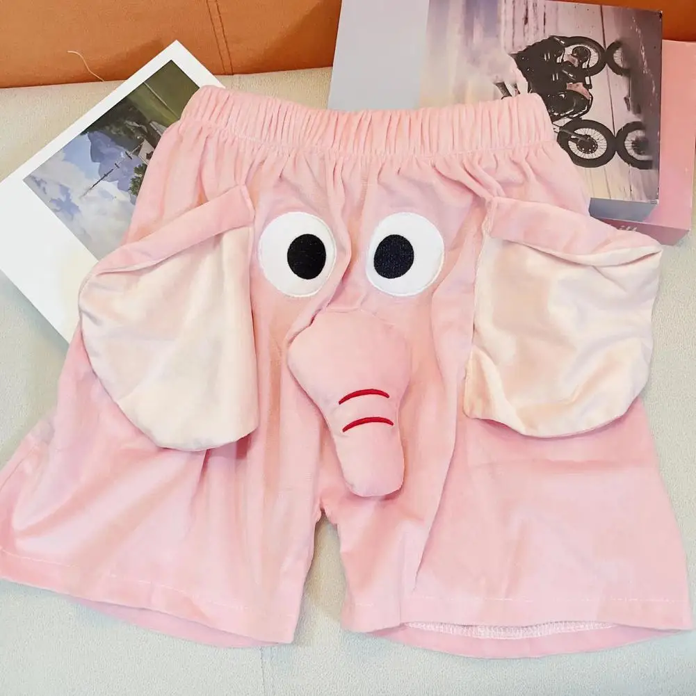 

Men Elastic Waistband Shorts Cartoon Elephant Decor Men's Pajama Pants with Elastic Waist Reinforced Pockets Casual for Couples