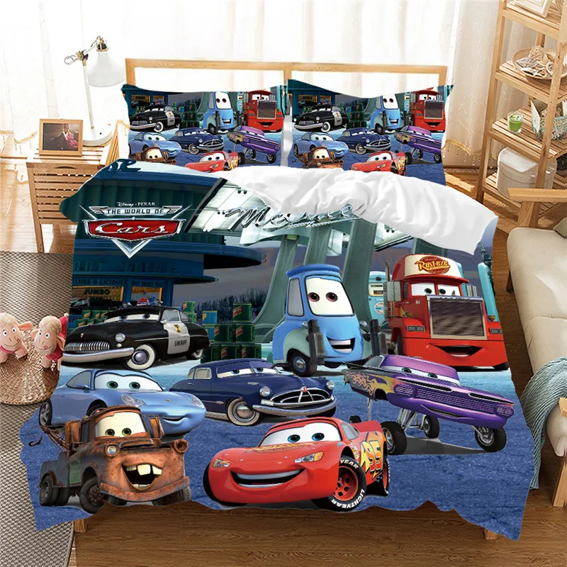 Disney Red Lightning McQueen Car Bedding Set For Kids Bedroom Decor King Duvet Cover Set Single Boy Children Gift Dropship