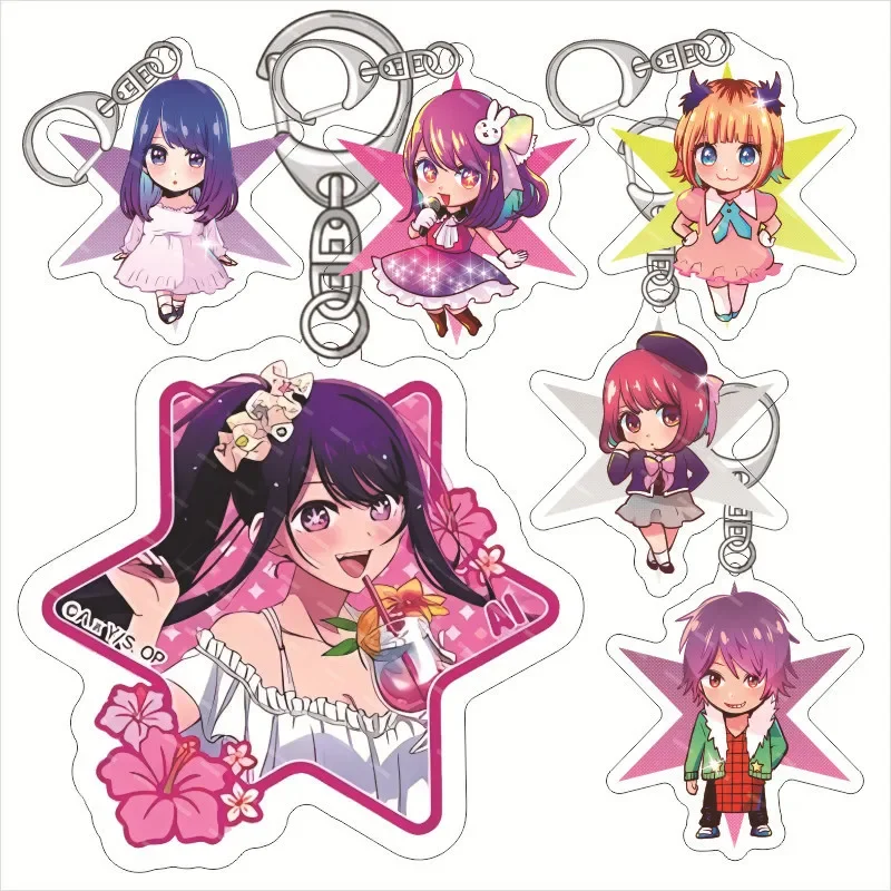 6cm/ Duplex Printing Hoshino Ai Star-shaped Cosplay Acrylic Keychain Cute Singing Girl for Backpack Clothes Hat Jewelry Present