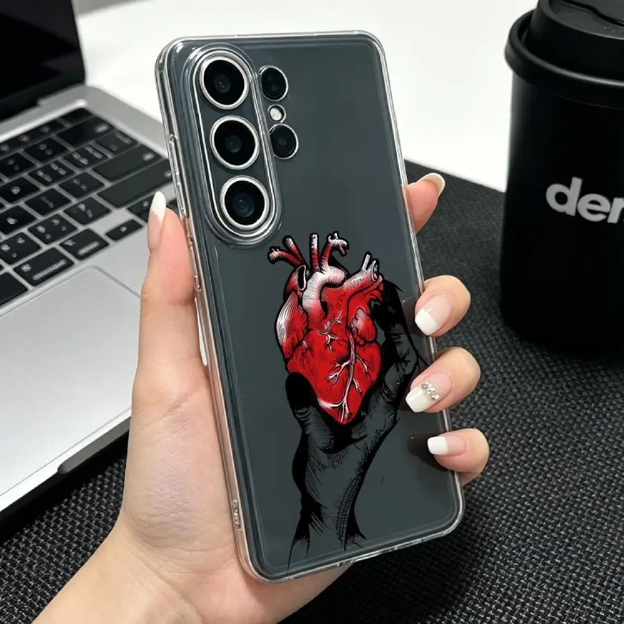 Phone Cover Case for Samsung Galaxy S26 S23 Ultra S24 S20 Plus S21 S22 FE Note 20 Ultra 10 S25 Edge Red Heart Anatomy Print