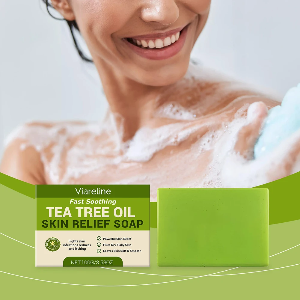 

Tea-Tree Oil Skin Relief Soaps Natural Herbal Foot Soaps Bar Soothes Refreshes Problem Skin Deep Pore Cleansing For Men Women