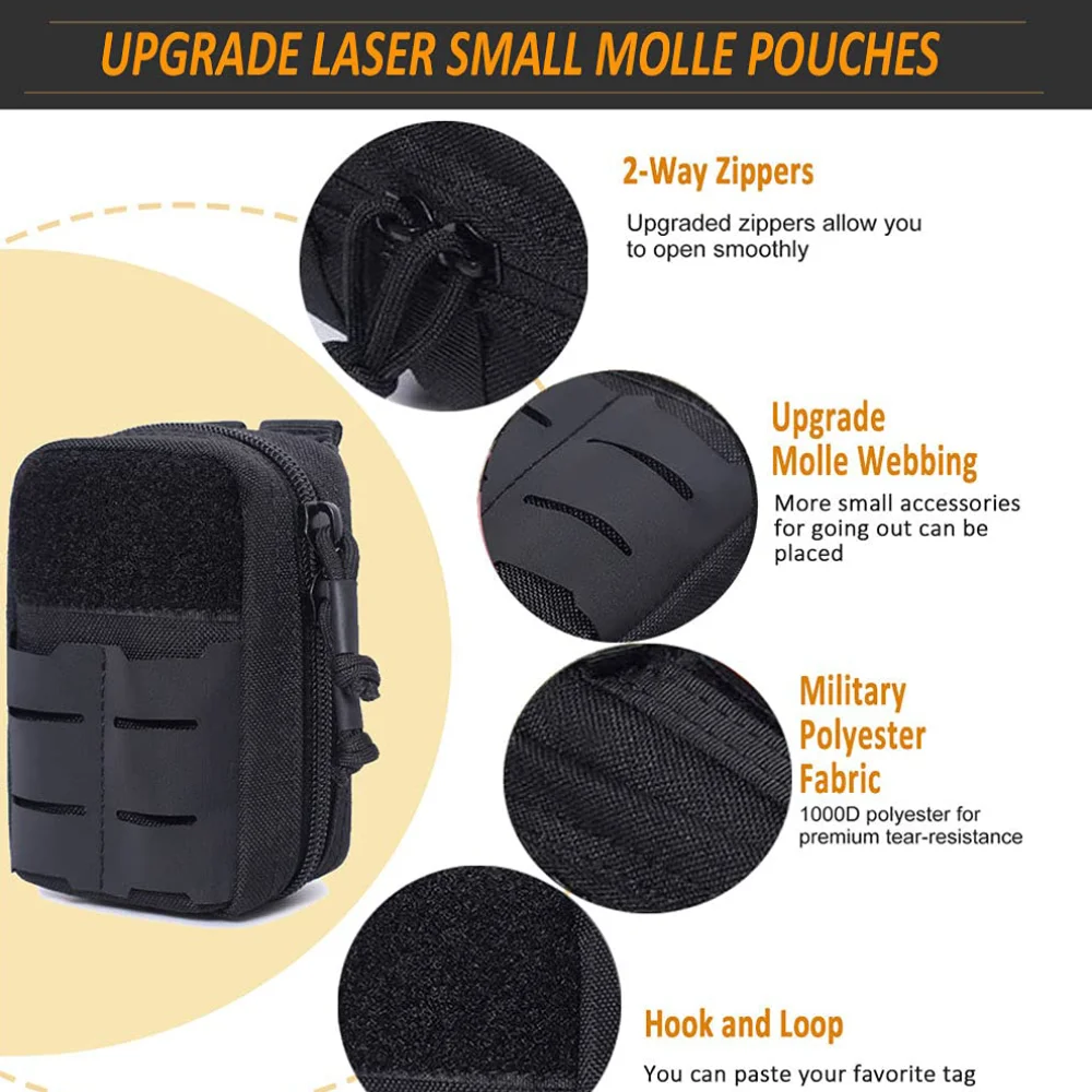 أكياس حزام تكتيكية صغيرة، حقيبة بطارية صغيرة متعددة الأغراض، حامل فتحة بطاقة EDC، حقائب خصر عسكرية، حزمة مولي #3